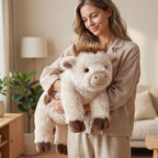 Mochilumi Brown Cow Fuzzy Long Haired Weighted Stuffed Animal