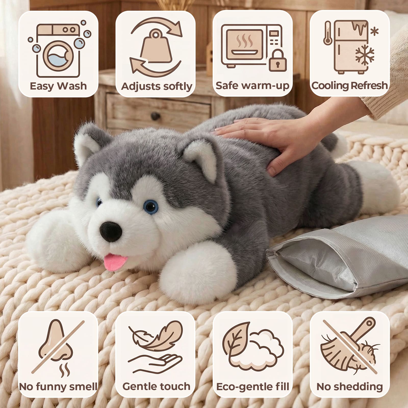 Mochilumi Alaskan Malamute Weighted Stuffed Animal