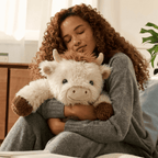 Mochilumi Brown Cow Fuzzy Long Haired Weighted Stuffed Animal